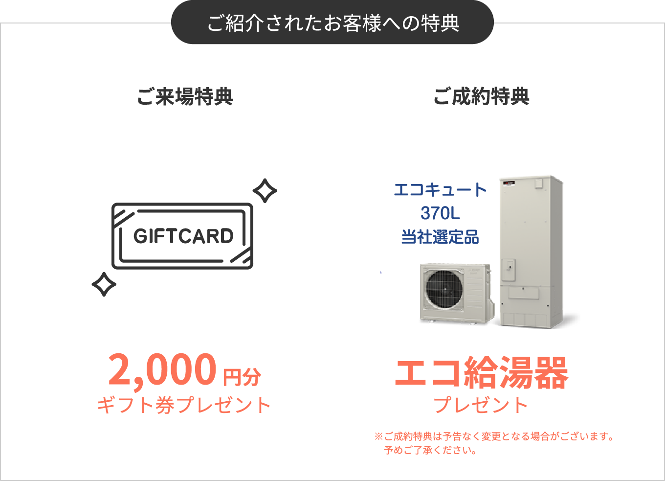 ご紹介されたお客様への特典