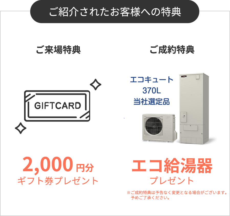 ご紹介されたお客様への特典