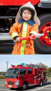 消防車放水体験